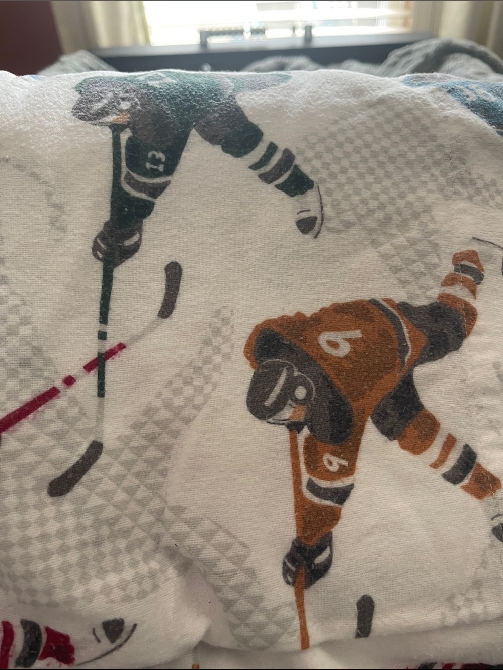 Pottery Barn Kids “Lodge Ice Hockey” Flannel Sheets Set Full Size
